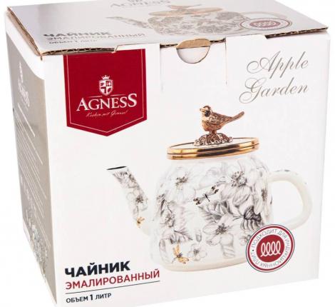 Чайник эмалированный "ЯБЛОНЕВЫЙ САД" 950-533, 1,0 л