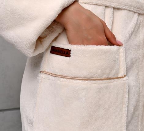 Халат женский трига с капюшоном "AMBIELLA  A-1215" кремовый, S/M