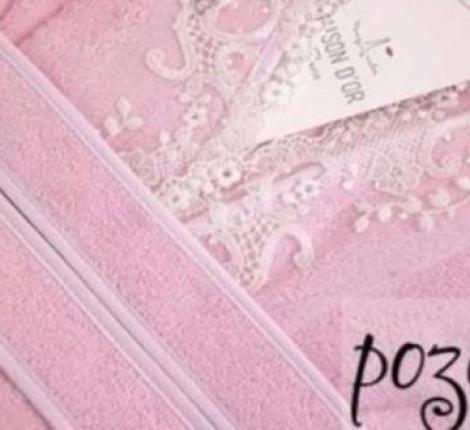 Халат женский махровый Maison D'or "MARVEL" розовый, XL(50)-XXL(52)