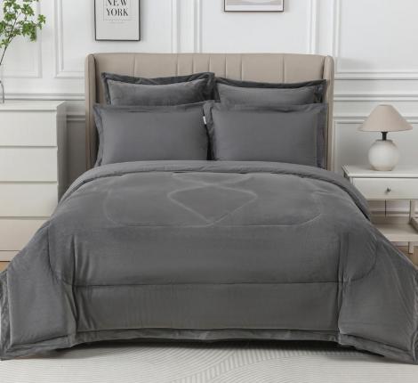 Постельное белье с одеялом "Sofi de Marko" Энрике (антрацит-м) Велюр, Семейный