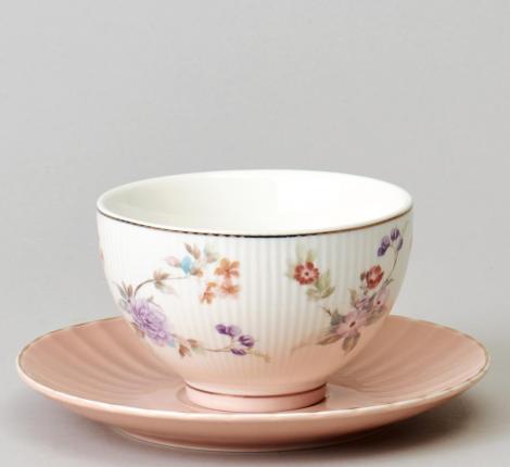 Чайный набор "ВРЕМЕНА ГОДА" 42-573 на 6 персон, 12 предметов (250 мл), розовый