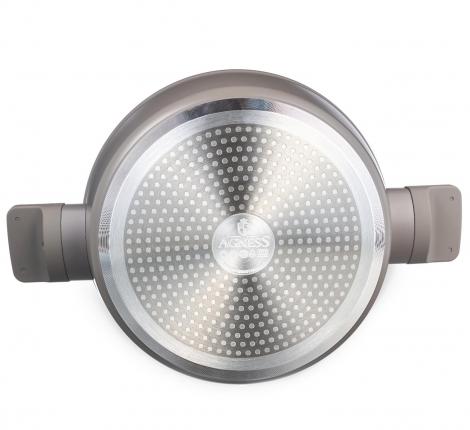 Сотейник с крышкой "AGNESS"  902-105 с антипригарным покрытием PFLUON MARBLE, 26*7,5 см