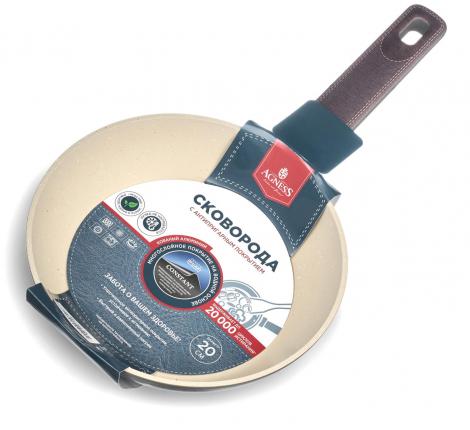 Сковорода "AGNESS" 902-100 с антипригарным покрытием PFLUON MARBLE, диаметр 20 см