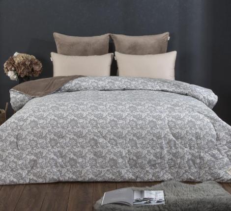 Постельное белье с одеялом "Kazanov.A." Остин (бежевый платина) Велюр/Egypt Cotton, Семейный