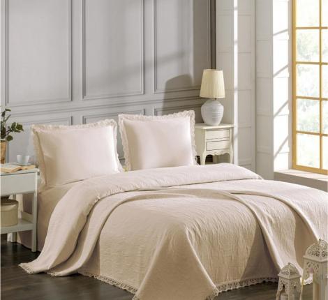 Покрывало "DO&CO" Жаккард с гипюром 220x240 CALISTA, бежевый