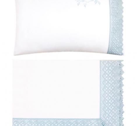 Постельное бельё детское BOVI "СИНИЧКИ" Перкаль, белый/голубой