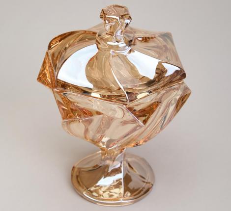 Блюдо с крышкой на ножке "BOHEMA" AMBER, диаметр 11,5 см