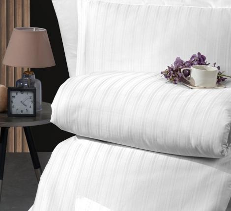 Постельное бельё "DO&CO" Сатин DELUX STRIPE, Евро (белый)