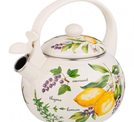 Чайник эмалированный со свистком "СЕКРЕТНЫЕ ИНГРЕДИЕНТЫ", 2,2 л