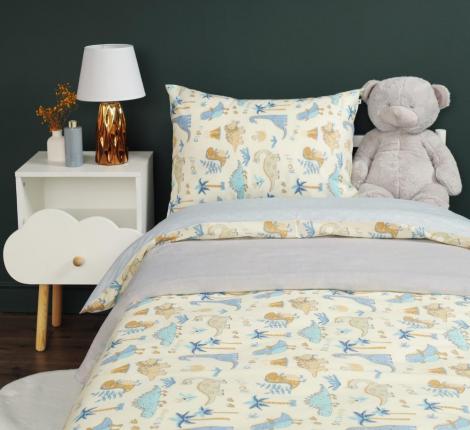 Постельное белье "Siberia" Динозавры (желтый) Ранфорс, 1,5 спальный