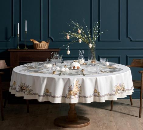 Скатерть круглая с пропиткой "ЛАВАНДОВАЯ ВЕСНА", 220 см
