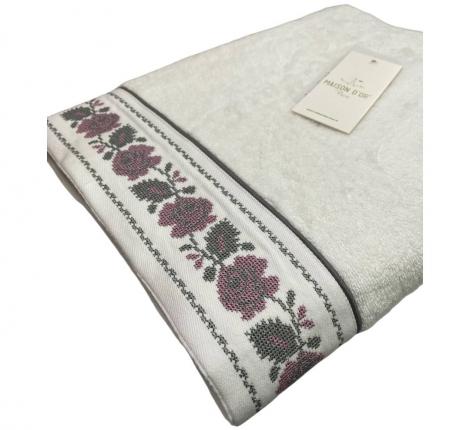 Полотенце махровое Maison D'or "ROSANNA" 85х150, белый/серый