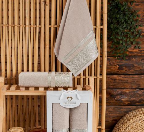 Комплект махровых полотенец "TWO DOLPHINS" (50x90/70х140) 2 шт. KALIMNOS, бежевый