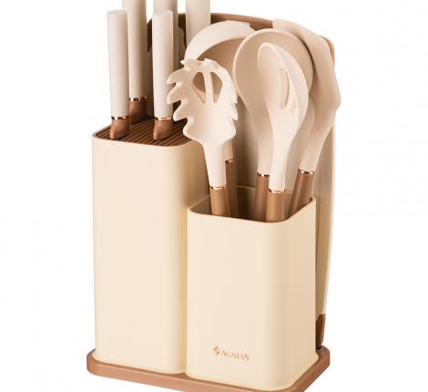 Набор кухонных ножей (5 шт.) и приборов "AGNESS" 671-200, 12 предметов