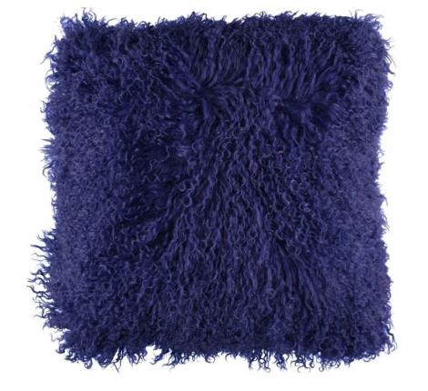 Подушка "Tibetan Navy Blue" (синяя) мех тибетской козы, 40x40