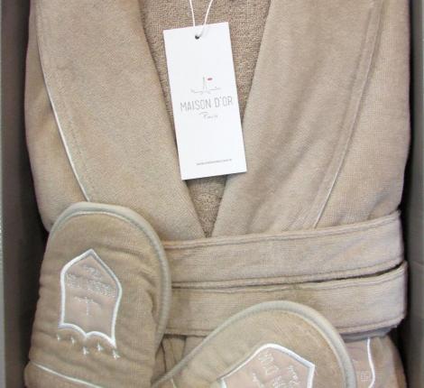 Халат мужской велюровый Maison D'or "BOSWELL" бежевый, XL(50)/2XL(52)
