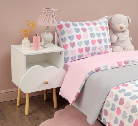 Постельное белье "Siberia" Сердечки (розовый) Ранфорс, 1,5 спальный