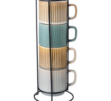 Набор кружек 4 шт. на металлической подставке "Modern Kitchen", 270 мл