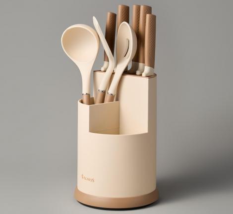 Набор кухонных ножей (5 шт.) и приборов "AGNESS" 671-204, 9 предметов