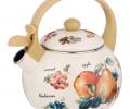 Чайник эмалированный со свистком "ФРУКТЫ", 2,2 л