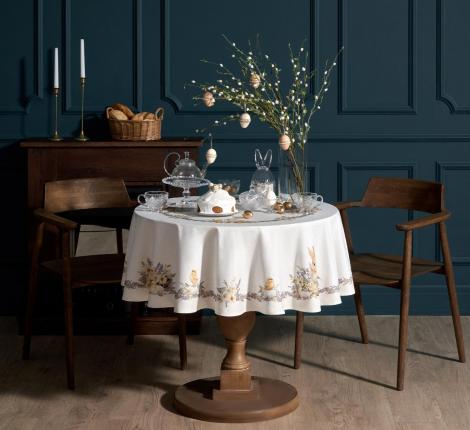 Скатерть круглая с пропиткой "ЛАВАНДОВАЯ ВЕСНА", 145 см