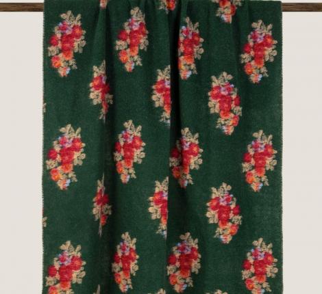Плед шерстяной Frati "MARY FLOWER" GREEN, 150x200 шерсть 55% полиэстер 45%, 1070г
