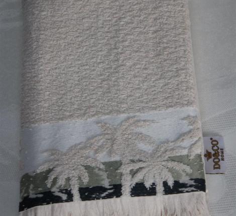 Полотенце махровое с бахромой "DO&CO" Жакард 70х140 (1/1 ) PALMIYE, кремовый