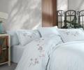 Постельное бельё "DANTELA VITA" поплин с вышивкой CARMEN (голубой), Евро