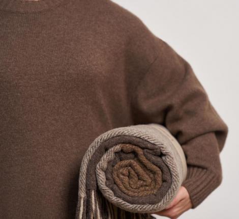 Плед "WOOLEN" (шерсть 100%) 150х200, бежево-коричневый