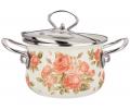 Кастрюля эмалированная с крышкой ""КОРЕЙСКАЯ РОЗА", 1,5 л