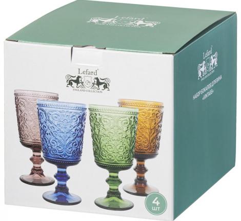 Набор бокалов для вина 4 штуки "VINTAGE" COLORS, 330 мл