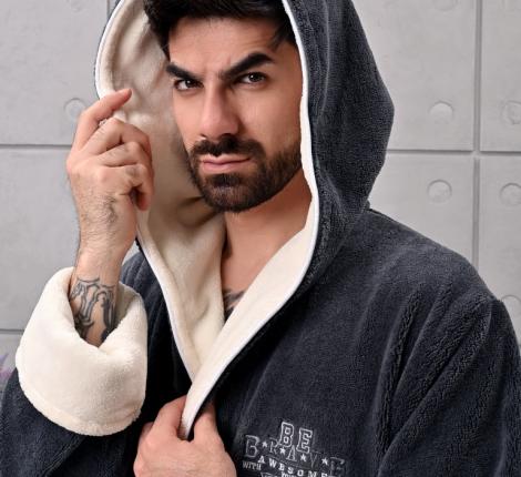 Халат мужской трига с капюшоном "AMBIELLA A-1125" антрацит, L/ХL