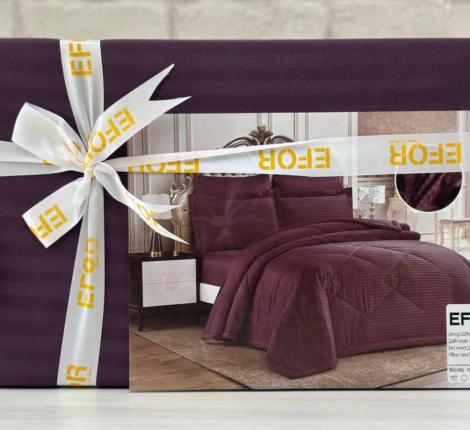 Постельное бельё с одеялом EFOR SATEN MURDUM (фиолетовый), Евро