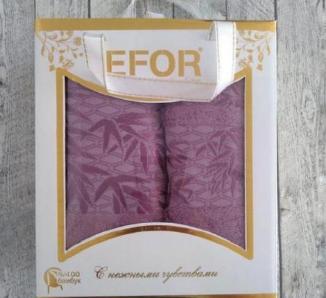 Набор бамбуковых полотенец EFOR "YAPRAK" (50*90,70*140), бордовый