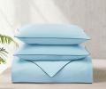 Постельное бельё "KARTEKS" сатин однотонный с кантом HK-06 (голубой), 2 спальный