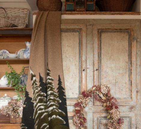 Плед шерстяной Frati "BOSCO" VERDE (бежево-зеленый), 150x190