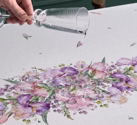 Дорожка с пропиткой "ИРИСЫ" 45х145 см, белый