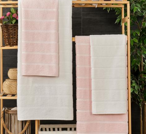Комплект махровых полотенец "METEOR" (50x90/2 шт.)(70х140/2 шт.) 4 шт TUROVA, пудра-кремовый