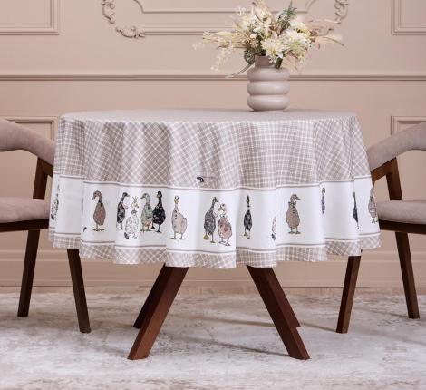 Скатерть круглая с пропиткой "FAMILY FARM" 190 см, клетка