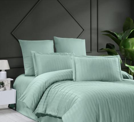 Постельное бельё "DO&CO" Сатин DELUX STRIPE, Евро (фисташковый)