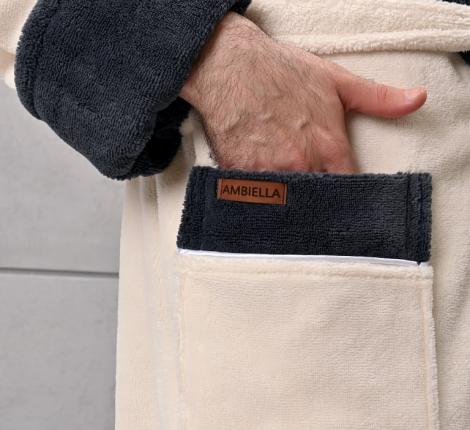 Халат мужской трига с капюшоном "AMBIELLA A-1130" кремовый, 2XL