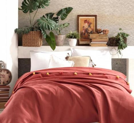 Покрывало вафельное "SAHESER" ZILLER бордовый, 220х220