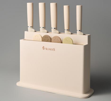 Набор кухонных ножей (5 шт.), 4 доски и подставка "AGNESS"