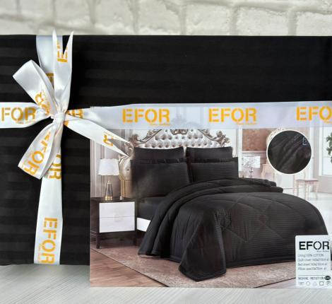 Постельное бельё с одеялом EFOR SATEN SIYAH (черный), 1,5 спальный