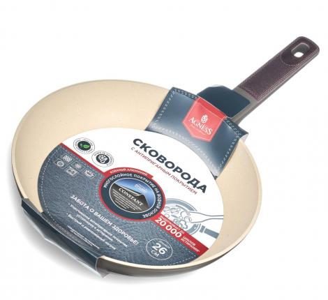 Сковорода "AGNESS" 902-102 с антипригарным покрытием PFLUON MARBLE, диаметр 26 см