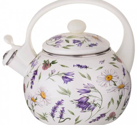 Чайник эмалированный со свистком "FLOWER STORY", 2,2 л