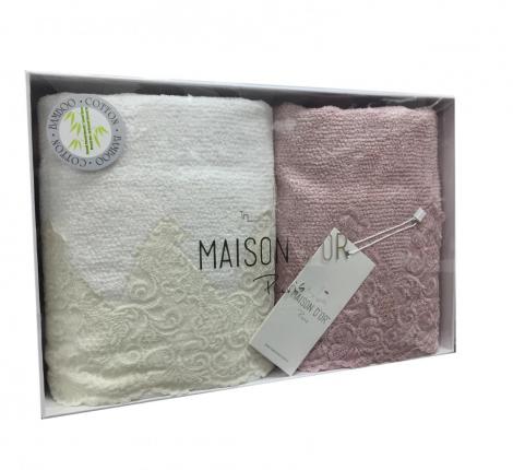 Набор полотенец 50x100-2шт. Maison D'or &quot;NEW TRENDY&quot;, кремовый/грязно-розовый
