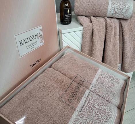 Комплект махровых полотенец "Kazanov.A." Dolce (роза платина), 50х90+70х140