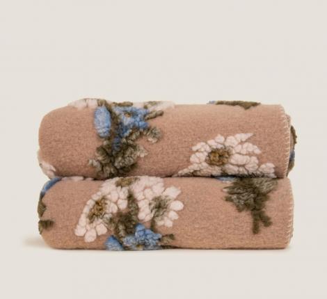 Плед шерстяной Frati "BUNCH OF FLOWERS" BEIGE, 150x200