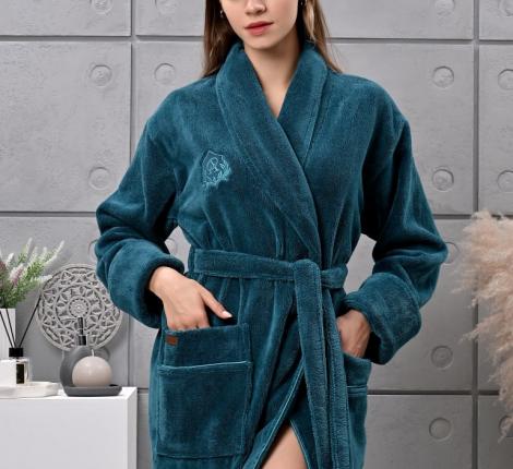 Халат женский трига шалька "AMBIELLA A-1295" изумрудный, L/XL